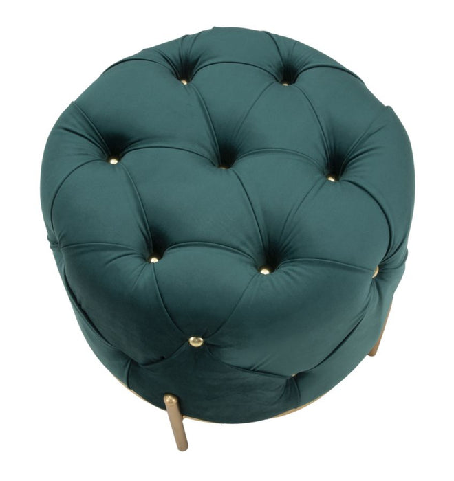 Puff Mauro Ferretti Diamond Glam Green  Ø 45X40 cm, Verde / Auriu