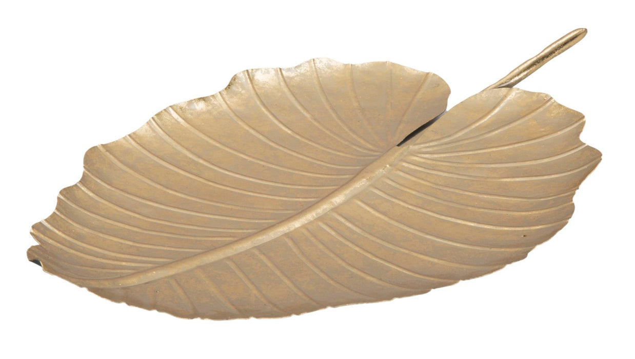 Platou decorativ Mauro Ferretti Leaf Glam A,  23X2X35,5  cm, Auriu