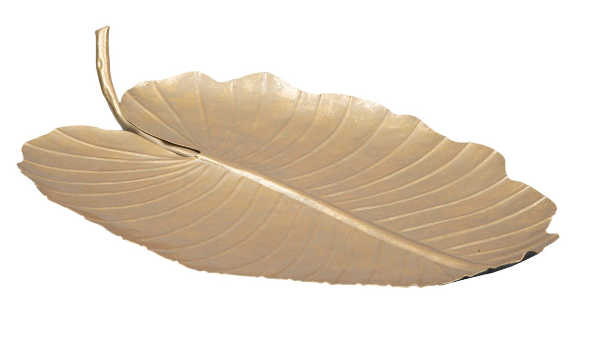 Platou decorativ Mauro Ferretti Leaf Glam A,  23X2X35,5  cm, Auriu