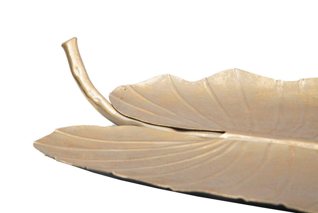 Platou decorativ Mauro Ferretti Leaf Glam A,  23X2X35,5  cm, Auriu