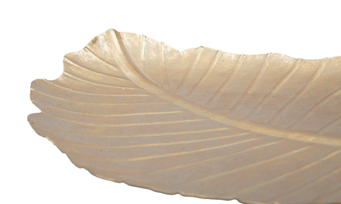 Platou decorativ Mauro Ferretti Leaf Glam A,  23X2X35,5  cm, Auriu