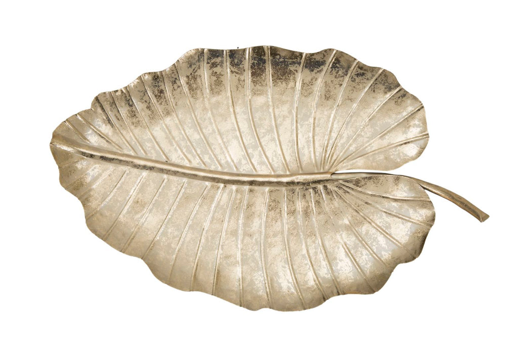 Platou decorativ Mauro Ferretti Leaf Glam A,  23X2X35,5  cm, Auriu