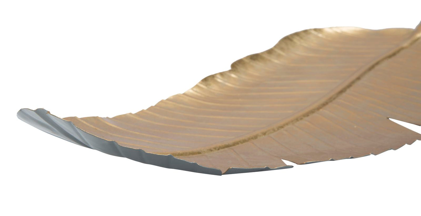 Platou decorativ Mauro Ferretti Leaf Glam B,  18X2X55  cm, Auriu