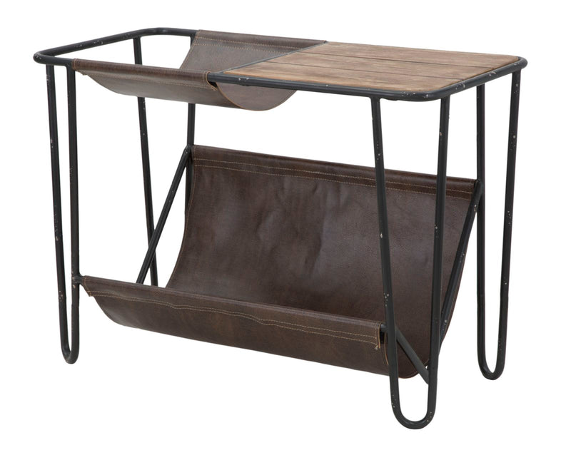 Masuta Cu Suport Reviste Mauro Ferretti Holder Simply  83,5X42X61 cm, Negru/Maro