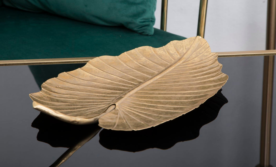 Platou decorativ Mauro Ferretti Leaf Glam A,  23X2X35,5  cm, Auriu