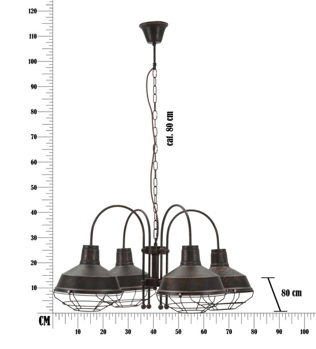 Lustra Mauro Ferretti Bronks 4 Lights  80X80X40 (Chain  80) cm, Negru