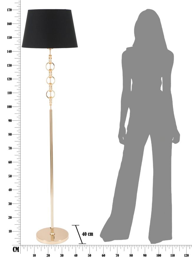 Lampadar Mauro Ferretti Rings  Ø 40X170 cm, Negru/Auriu