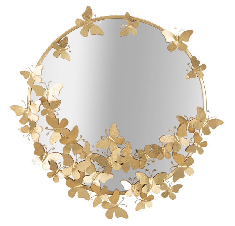 Oglinda decorativa Mauro Ferretti Butterfly Round  74X4X75 cm, Auriu