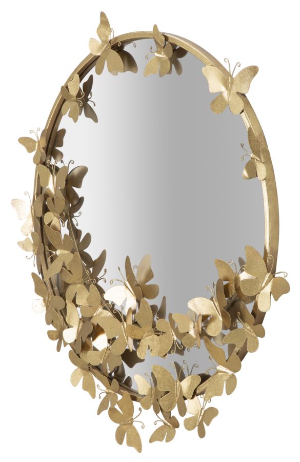Oglinda decorativa Mauro Ferretti Butterfly Round  74X4X75 cm, Auriu