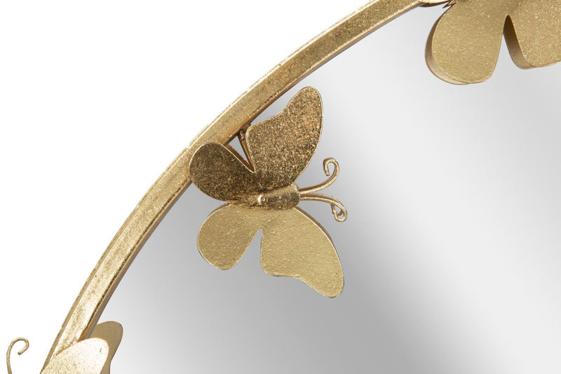 Oglinda decorativa Mauro Ferretti Butterfly Round  74X4X75 cm, Auriu