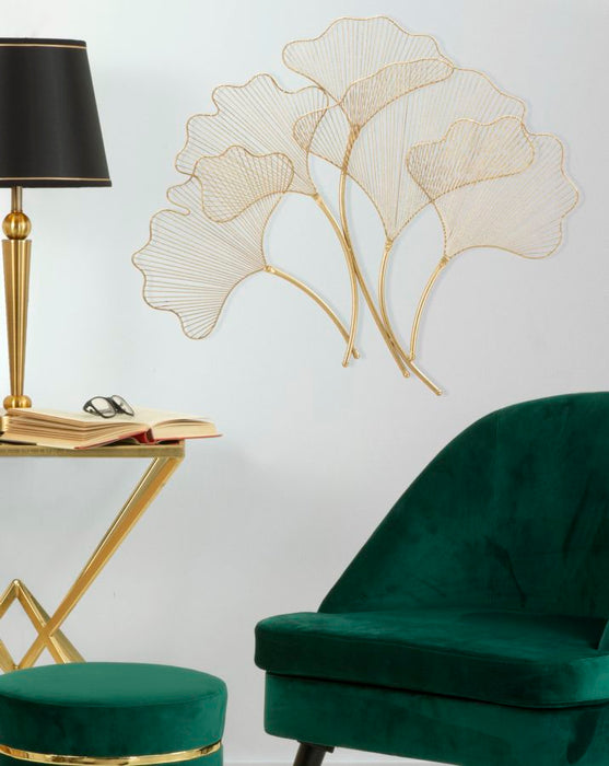 Decoratiune de Perete Mauro Ferretti Glam Leaf  79X5X68 cm, Auriu