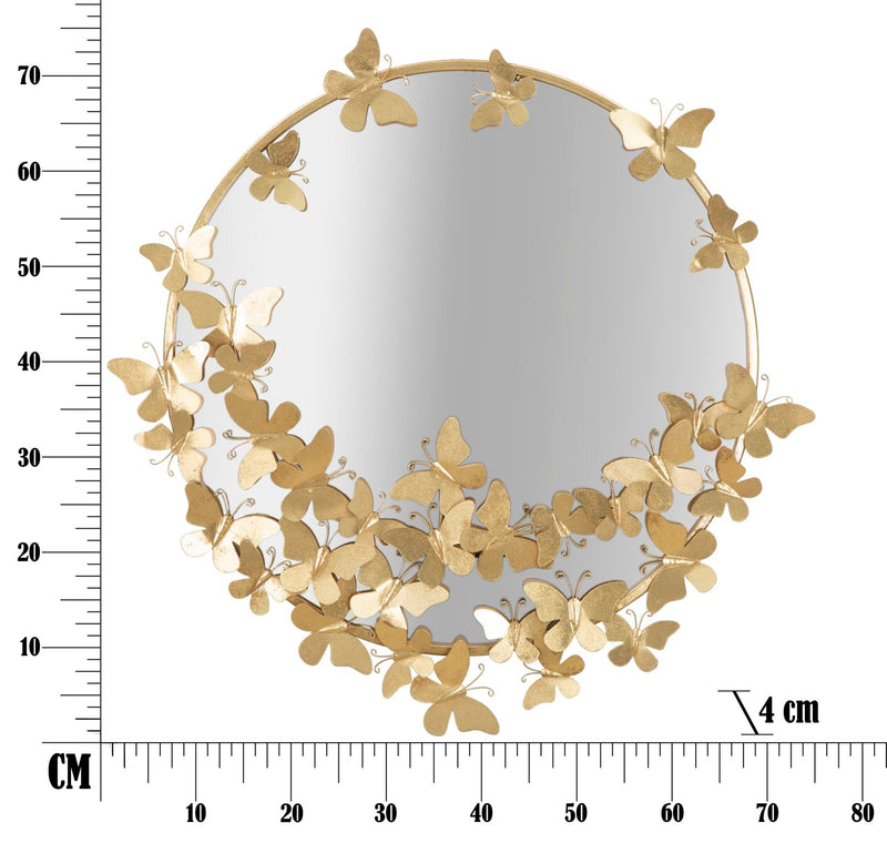 Oglinda decorativa Mauro Ferretti Butterfly Round  74X4X75 cm, Auriu