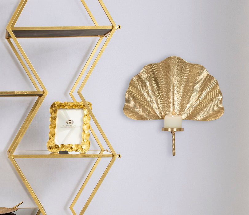 Suport Lumanare Pentru Perete Mauro Ferretti Glam Leaf  41X11,5X40  cm, Auriu