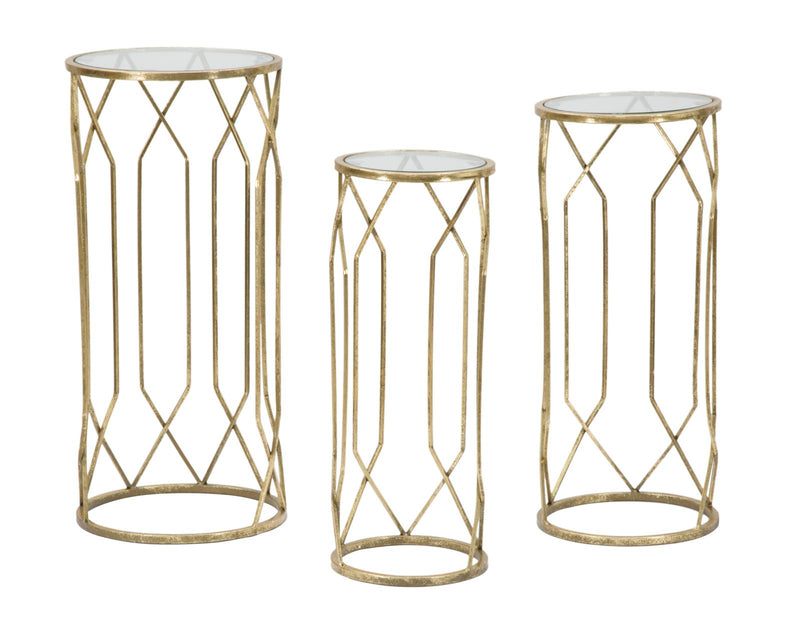 Set Masute Mauro Ferretti Tunisi Tris, 3 Piese,  Ø 32X71-28X65-23X61 cm, Auriu