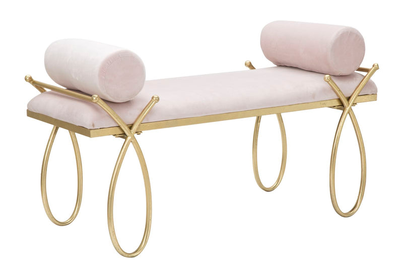 Bancheta Mauro Ferretti Ribbon Pink  112,5X49X53 cm, Roz / Auriu