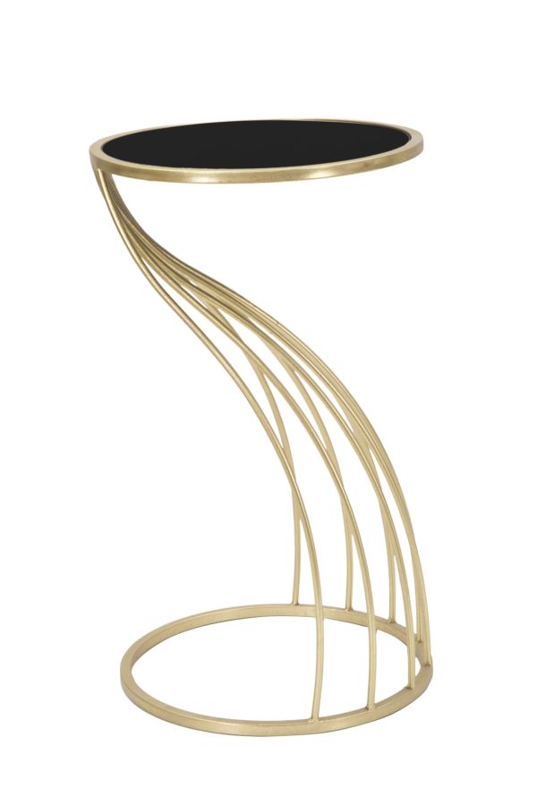 Masuta Mauro Ferretti Flush  Ø 35X60 cm, Negru/Auriu