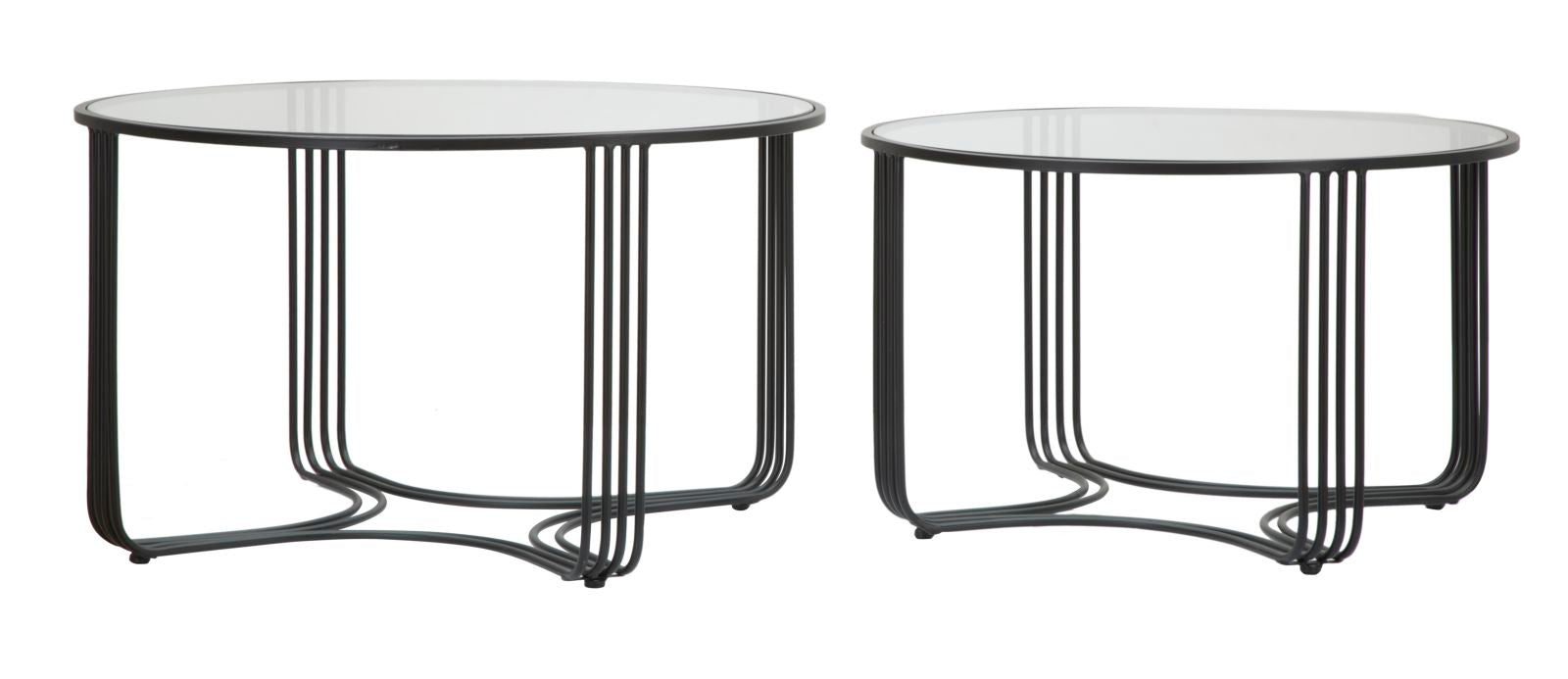 Set Masute Cafea Mauro Ferretti Dublino Couple, Set 2 Piese,  Ø 81X47 - 71X43 cm, Negru