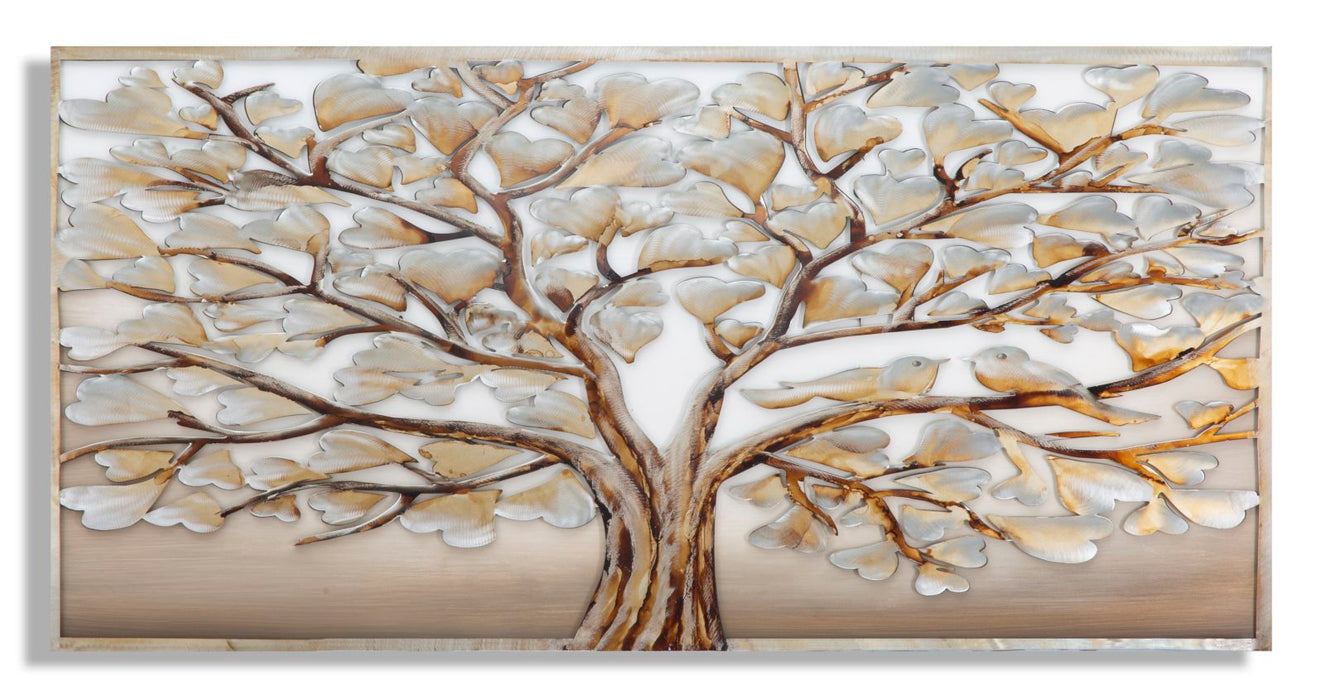 Tablou decorativ Pictat Manual Mauro Ferretti Tree Alluminium B, 120X3,8X60 cm, Multicolor