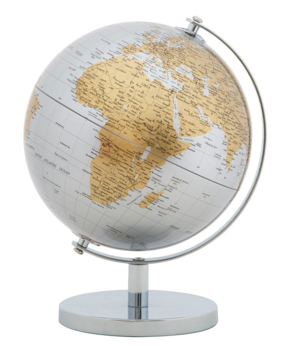 Decoratiune Glob Pamantesc Mauro Ferretti Globe Silver New  Ø 20X28  cm, Ruginiu/ Argintiu