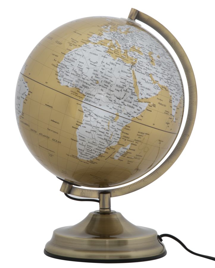 Decoratiune Luminoasa Mauro Ferretti Globe Orange With Lightc  Ø 25X38 cm, Auriu/ Ruginiu/ Argintiu