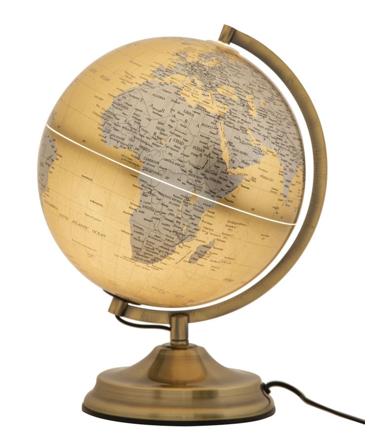 Decoratiune Luminoasa Mauro Ferretti Globe Orange With Lightc  Ø 25X38 cm, Auriu/ Ruginiu/ Argintiu