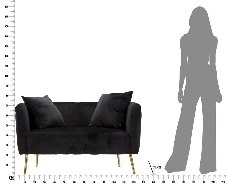 Canapea 2 Locuri Mauro Ferretti Bucarest Negru 127X74X71 cm, Negru