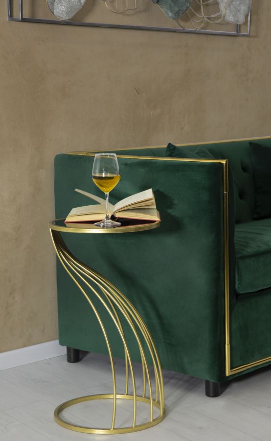 Masuta Mauro Ferretti Flush  Ø 35X60 cm, Negru/Auriu