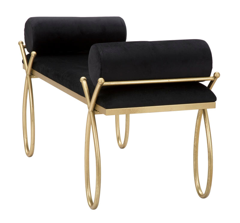 Bancheta Mauro Ferretti Ribbon Negru 112, 5X49X53 cm, Negru/Auriu
