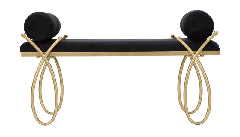 Bancheta Mauro Ferretti Ribbon Negru 112, 5X49X53 cm, Negru/Auriu