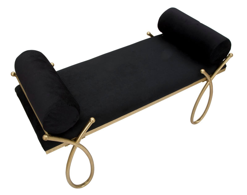 Bancheta Mauro Ferretti Ribbon Negru 112, 5X49X53 cm, Negru/Auriu