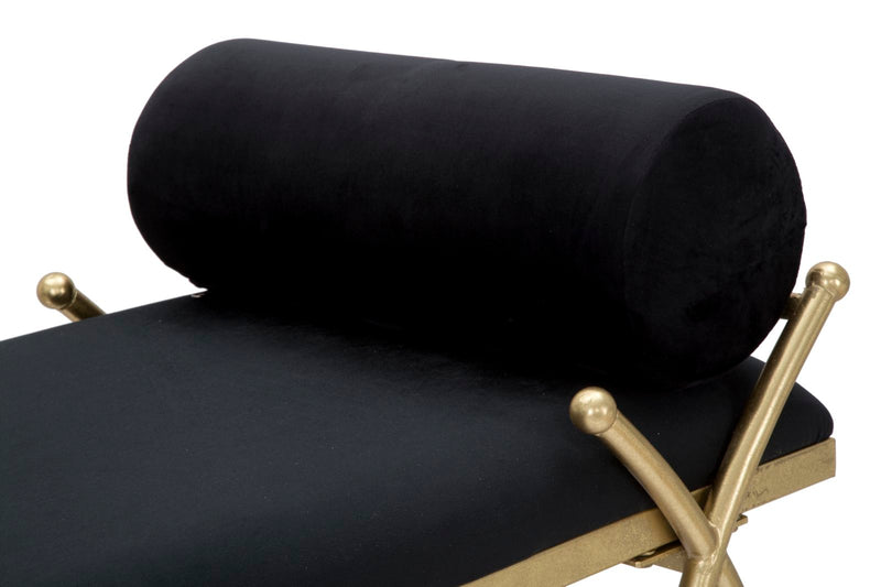 Bancheta Mauro Ferretti Ribbon Negru 112, 5X49X53 cm, Negru/Auriu