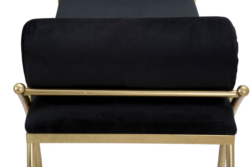 Bancheta Mauro Ferretti Ribbon Negru 112, 5X49X53 cm, Negru/Auriu