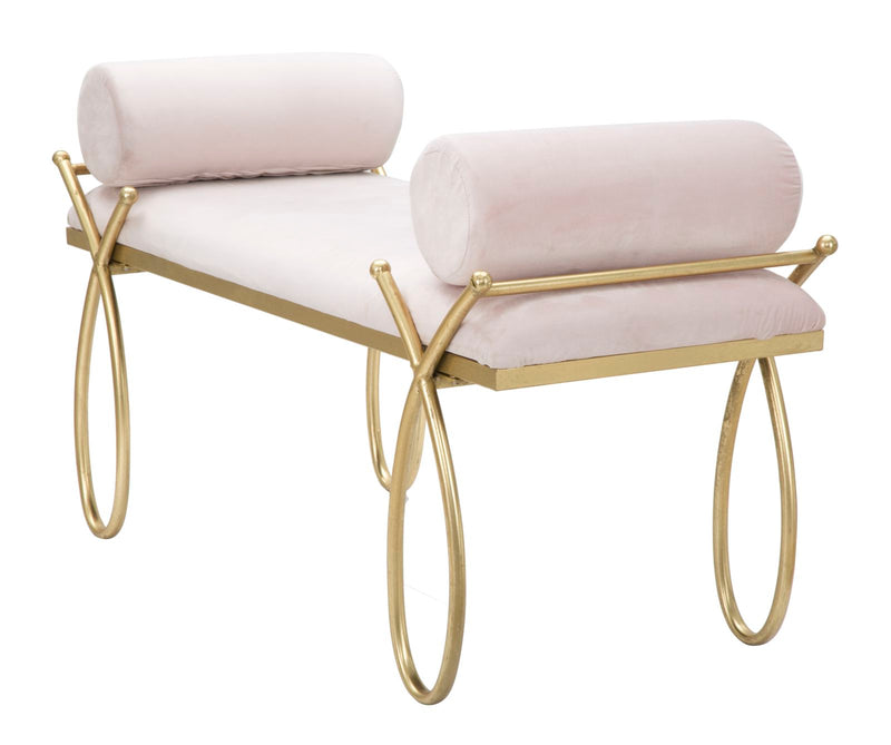 Bancheta Mauro Ferretti Ribbon Pink  112,5X49X53 cm, Roz / Auriu