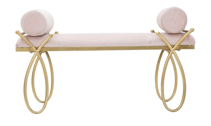 Bancheta Mauro Ferretti Ribbon Pink  112,5X49X53 cm, Roz / Auriu