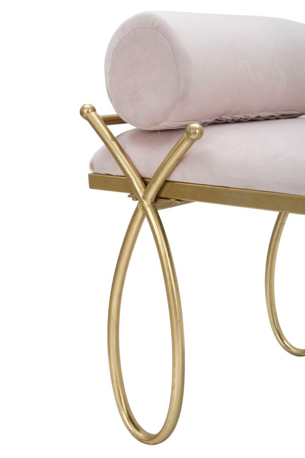 Bancheta Mauro Ferretti Ribbon Pink  112,5X49X53 cm, Roz / Auriu