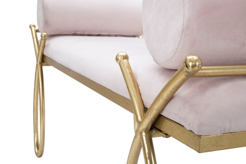 Bancheta Mauro Ferretti Ribbon Pink  112,5X49X53 cm, Roz / Auriu