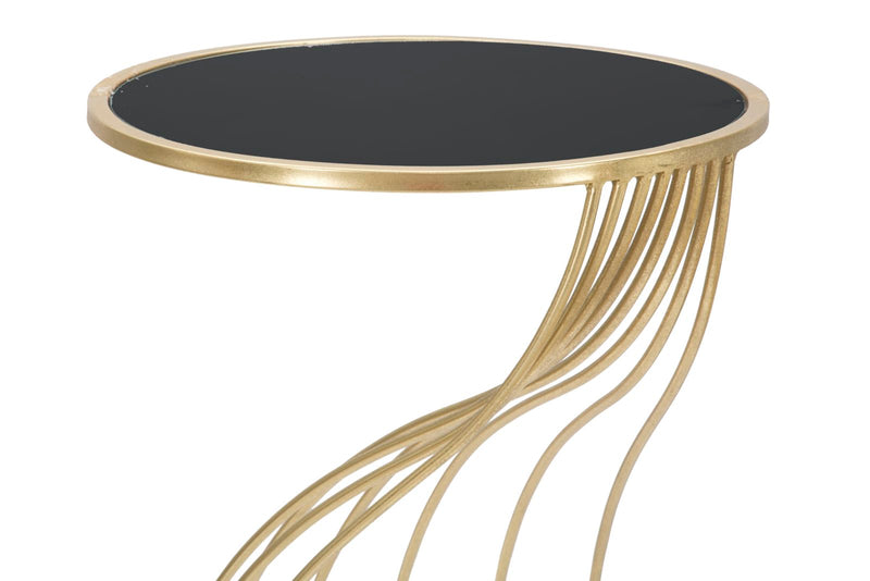 Masuta Mauro Ferretti Flush  Ø 43X73 cm, Negru/Auriu
