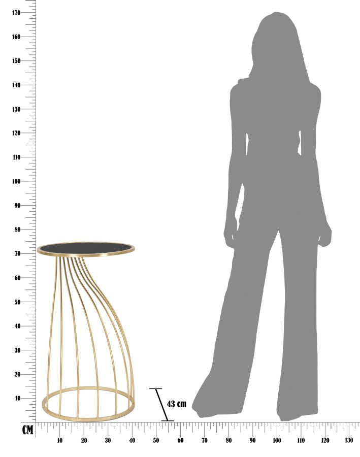 Masuta Mauro Ferretti Flush  Ø 43X73 cm, Negru/Auriu