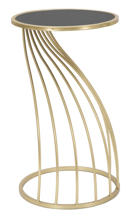 Masuta Mauro Ferretti Flush  Ø 35X60 cm, Negru/Auriu