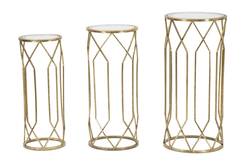 Set Masute Mauro Ferretti Tunisi Tris, 3 Piese,  Ø 32X71-28X65-23X61 cm, Auriu