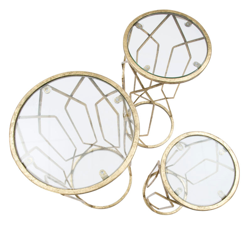 Set Masute Mauro Ferretti Tunisi Tris, 3 Piese,  Ø 32X71-28X65-23X61 cm, Auriu