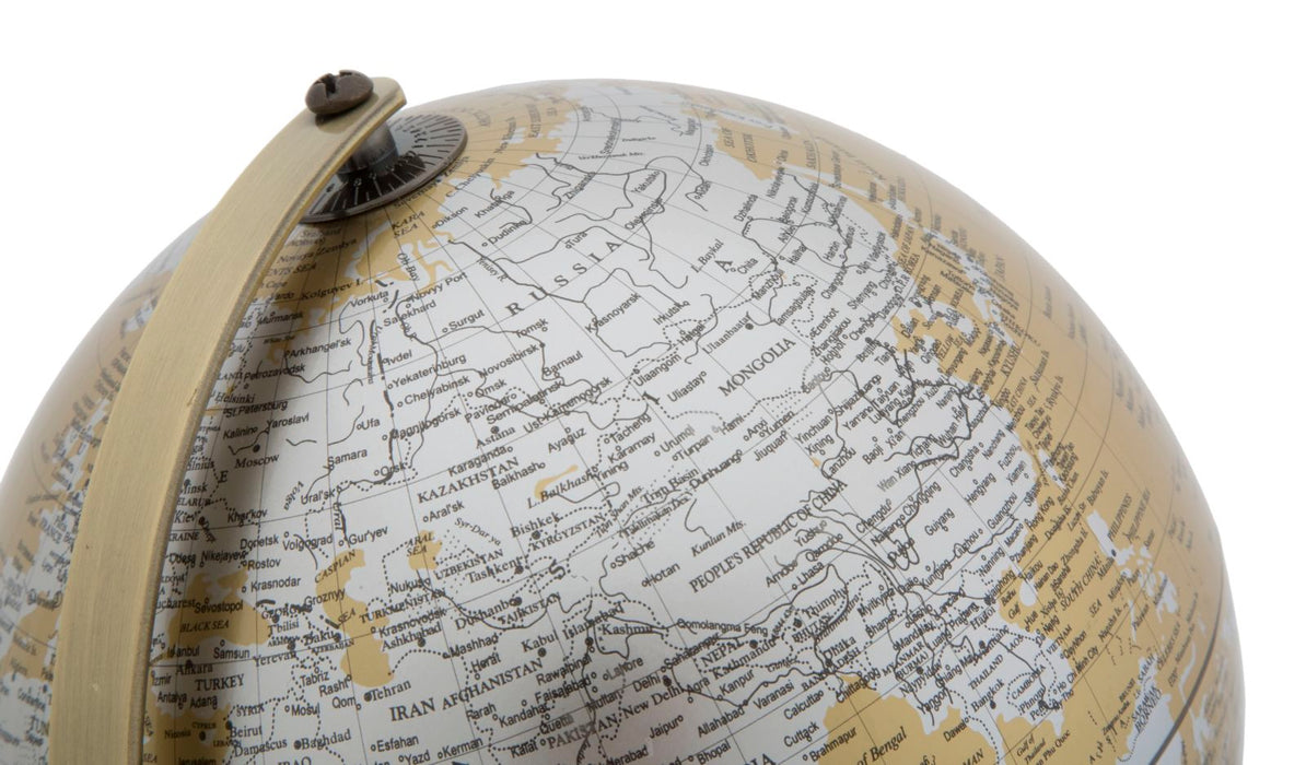 Decoratiune Glob Pamantesc Mauro Ferretti Globe Orange  Ø 20X28  cm, Auriu/ Ruginiu/ Argintiu