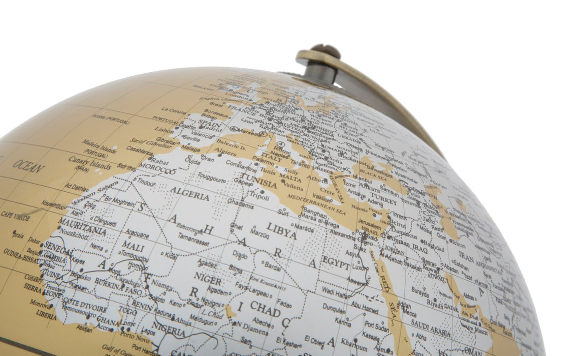 Decoratiune Glob Pamantesc Mauro Ferretti Globe Orange  Ø 20X28  cm, Auriu/ Ruginiu/ Argintiu