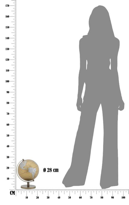 Decoratiune Glob Pamantesc Mauro Ferretti Globe Orange  Ø 20X28  cm, Auriu/ Ruginiu/ Argintiu