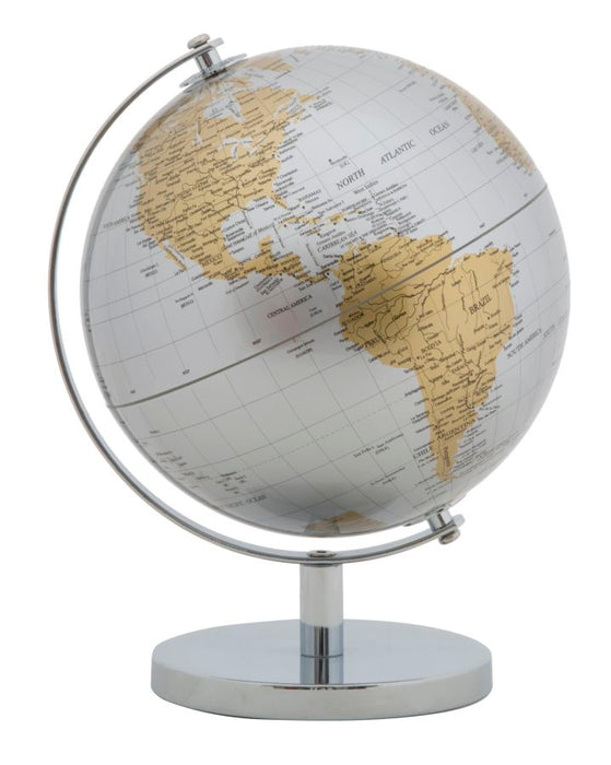 Decoratiune Glob Pamantesc Mauro Ferretti Globe Silver New  Ø 20X28  cm, Ruginiu/ Argintiu