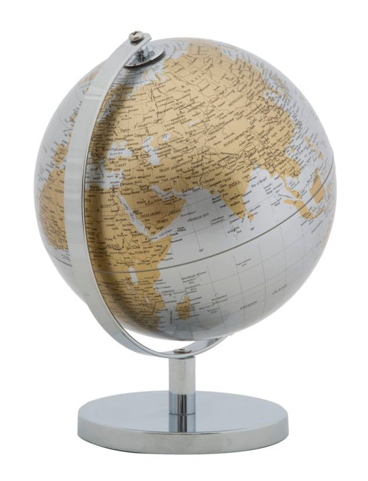 Decoratiune Glob Pamantesc Mauro Ferretti Globe Silver New  Ø 20X28  cm, Ruginiu/ Argintiu