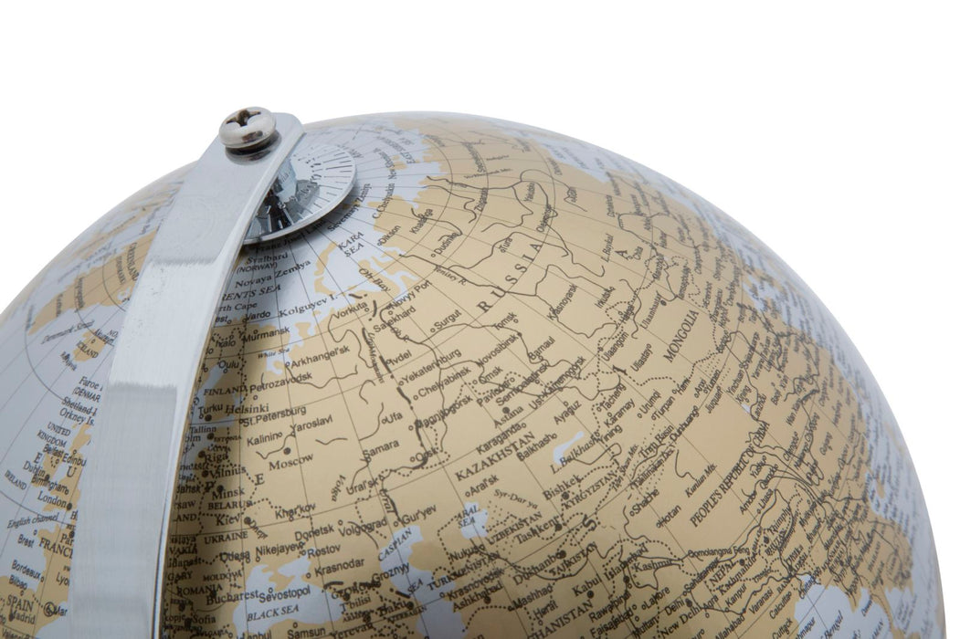 Decoratiune Glob Pamantesc Mauro Ferretti Globe Silver New  Ø 20X28  cm, Ruginiu/ Argintiu