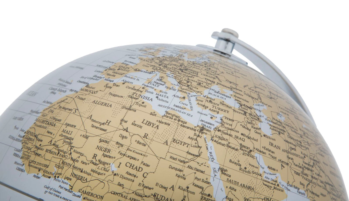 Decoratiune Glob Pamantesc Mauro Ferretti Globe Silver New  Ø 20X28  cm, Ruginiu/ Argintiu