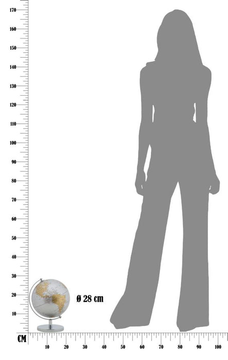 Decoratiune Glob Pamantesc Mauro Ferretti Globe Silver New  Ø 20X28  cm, Ruginiu/ Argintiu