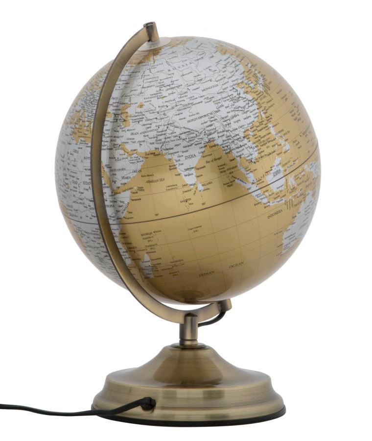 Decoratiune Luminoasa Mauro Ferretti Globe Orange With Lightc  Ø 25X38 cm, Auriu/ Ruginiu/ Argintiu